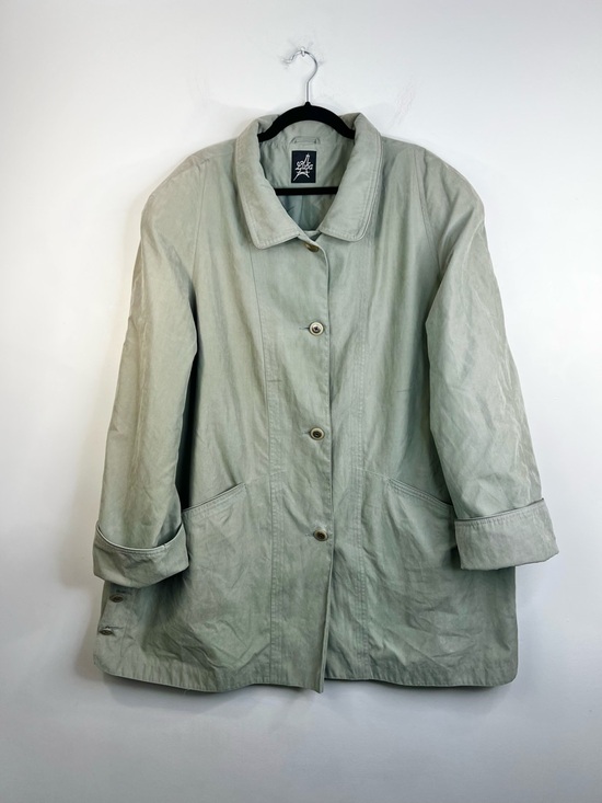 90s Y2K Luba matte sage green oversized boxy minimalist old money car coat - Picture 3 of 17